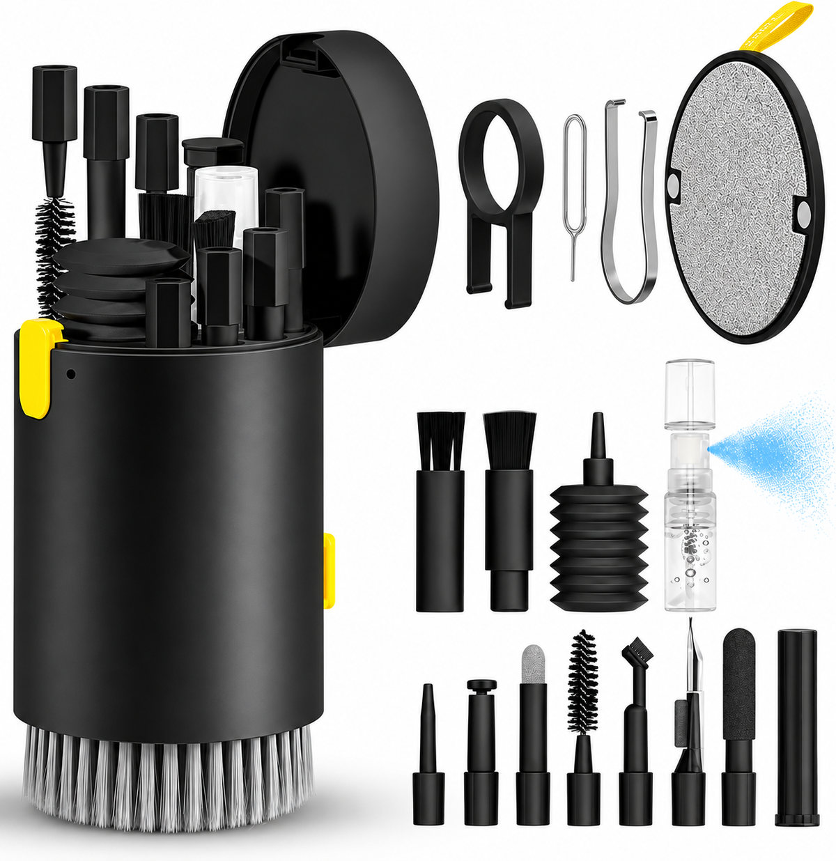 Kit de limpieza 20 en 1 en negro con todas sus piezas