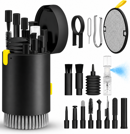 Kit de limpieza 20 en 1 en negro con todas sus piezas